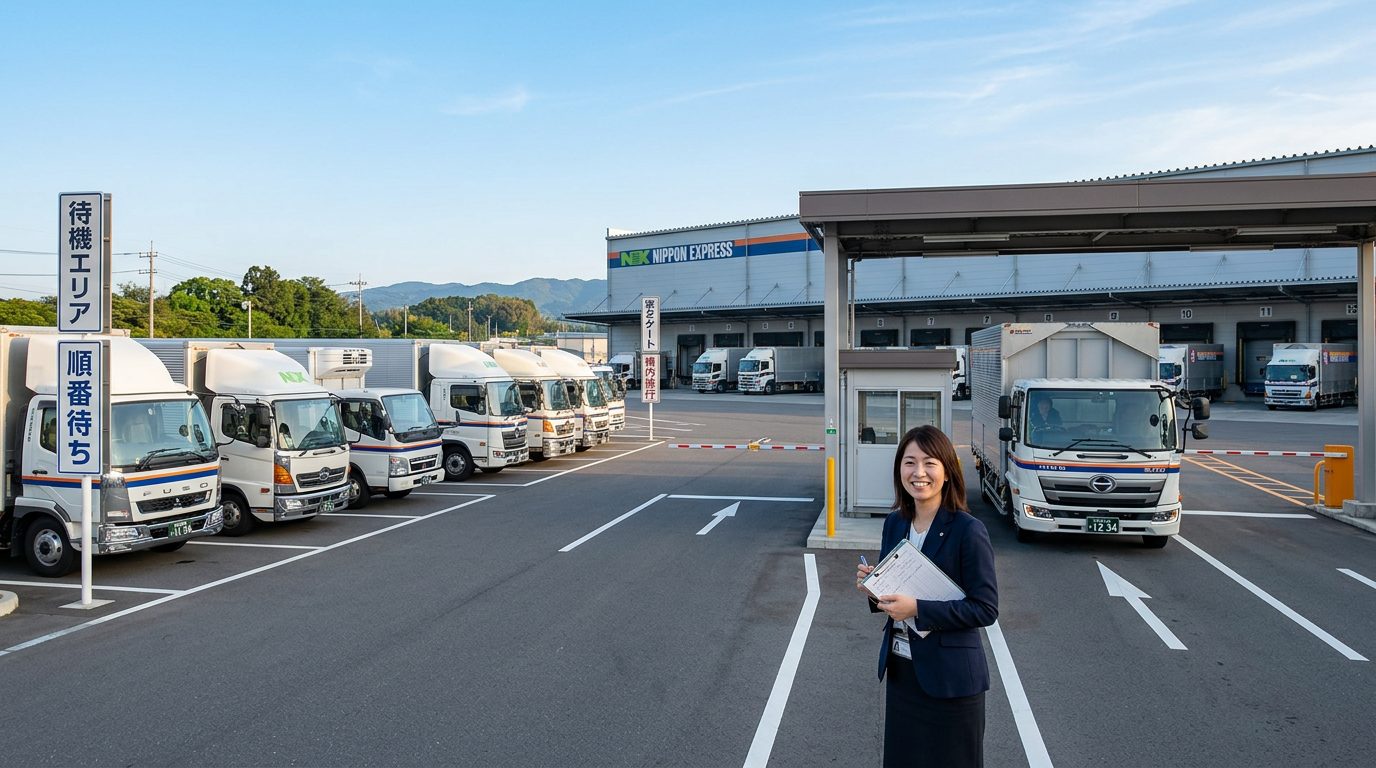 物流センターゲートでのヨビトラ導入事例：場内外の待機車列が解消